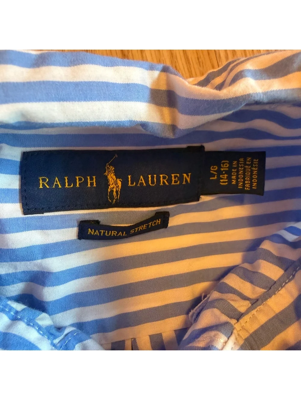 Ralph Lauren Boys Large Blue And White Striped button up